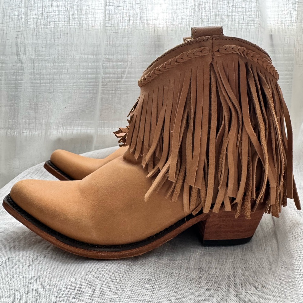 Brand new, never worn Liberty Black western style fringed ankle boots.